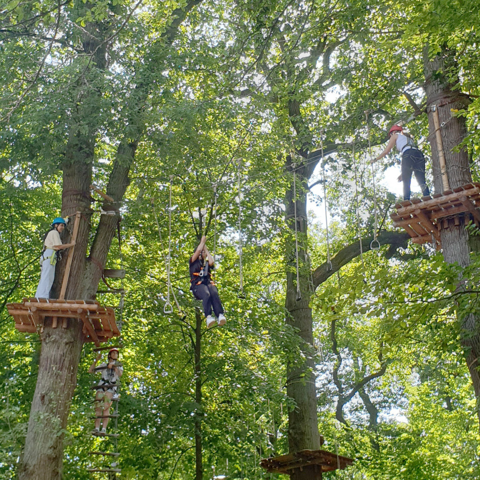 WiesPaten-Schüler:innen im Kletterwald auf dem Neroberg